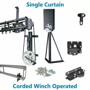 Six Track - 6m Single Curtain - Winch Operated Theatre Track Kit
